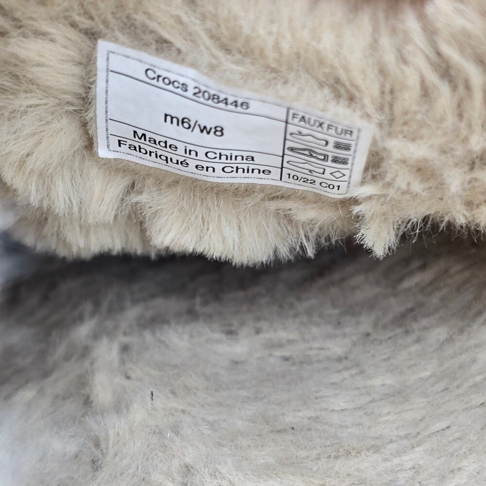 Crocs Furever Crush Clogs Womens 8 Beige Faux Fur Lined Chunky Platform Shoes